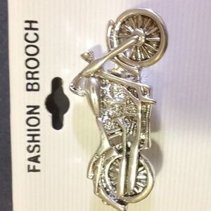 Silver Motorcycle Brooch NWT